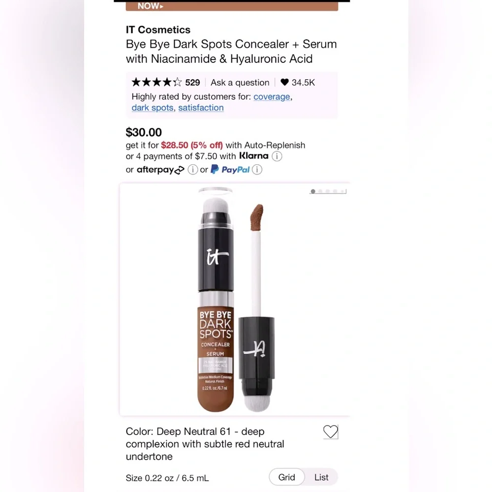 IT Cosmetics Bye Bye Dark Spots Concealer + Serum - Deep Neutral 61